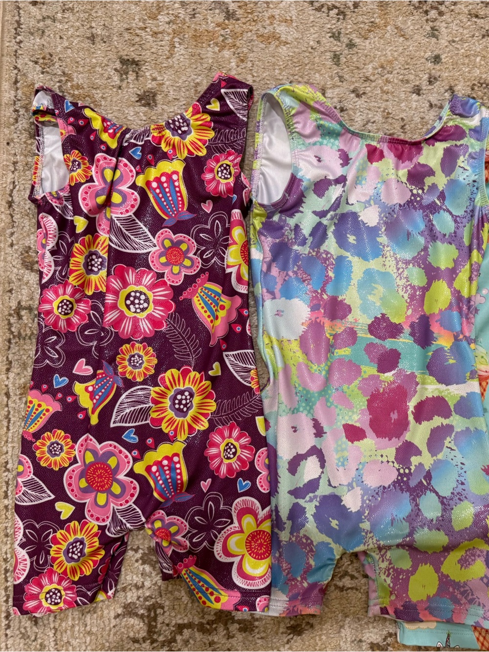 Colorful Floral & Pastel Patterned Girls' gymnastics leotards